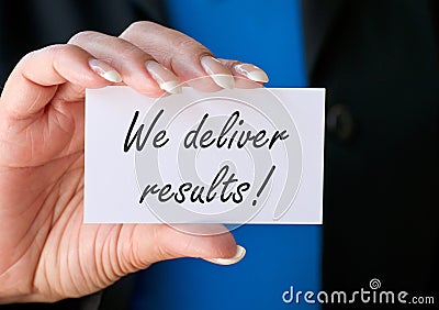 We deliver results Stock Photo