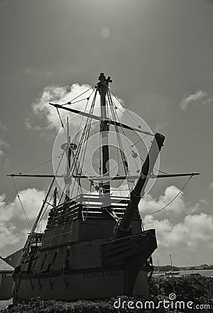 Replica of the Wooden Sailing Ship, Deliverance, in Bermuda Editorial Stock Photo