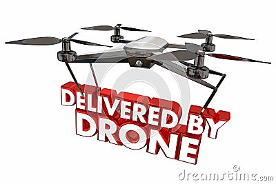 Delivered by Drone Automated Delivery Packages Shipping 3d Illus Stock Photo