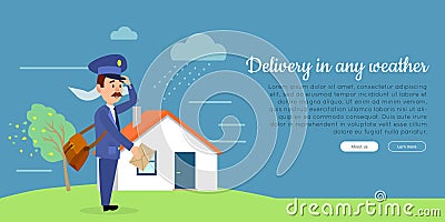 Delivery in any Weather Flat Vector Web Banner Vector Illustration