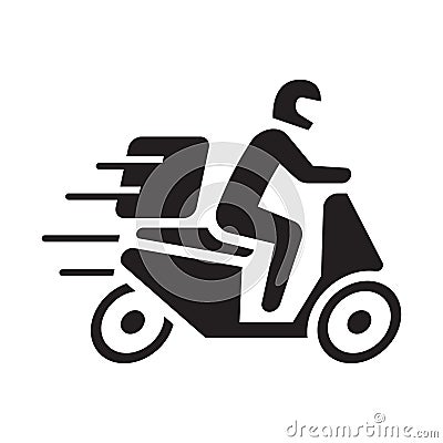 Shipping fast delivery man riding motorcycle icon symbol, Pictogram flat design for apps and websites, Track and trace processing Vector Illustration