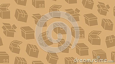 Delivery box background, cargo package seamless pattern. Various open and closed cardboard boxes, parcel flat icons Vector Illustration