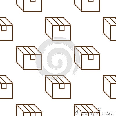 Delivery box background, cargo package seamless pattern. Various open and closed cardboard boxes, parcel flat line icons Vector Illustration