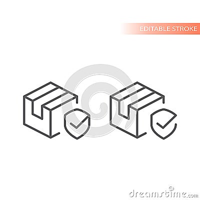 Delivery box with shield and checkmark Vector Illustration