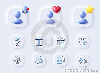 Delivery boxes, Ice cream and Puzzle line icons. For web app, printing. Vector Vector Illustration