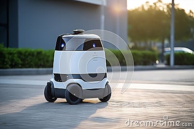 Delivery car transportation electricity auto smart show concept automobile technology vehicle robot Stock Photo