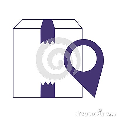 Delivery cardboard box pointer location isolated icon design line style Vector Illustration