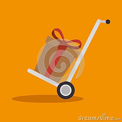 delivery cart gift cardboard cargo icon Cartoon Illustration