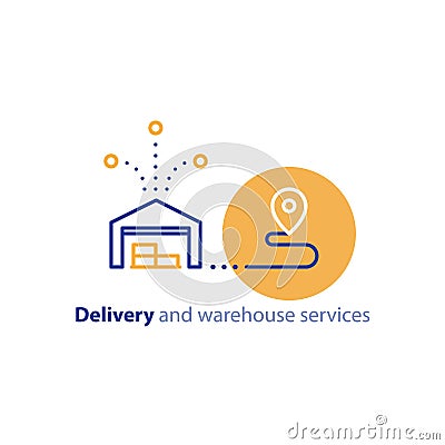 Delivery chain icon, order shipping, distribution warehouse services, relocation concept Vector Illustration