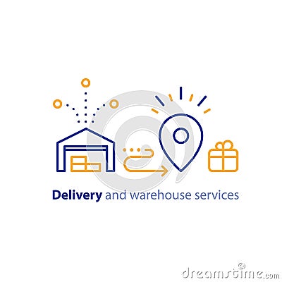 Delivery chain icon, order shipping, distribution warehouse services, relocation concept Vector Illustration