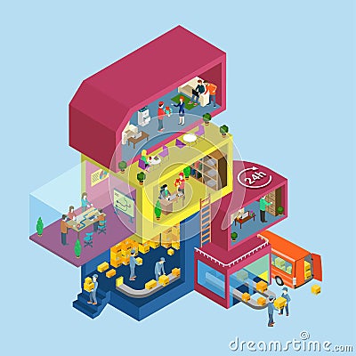 Delivery company office flat 3d web isometric infographic concept Stock Photo