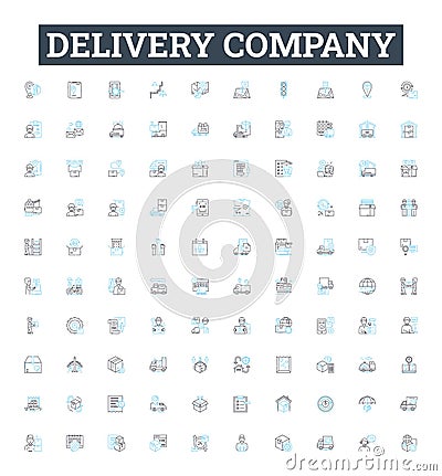 Delivery company vector line icons set. Delivery, Company, Courier, Shipping, Logistics, Trucking, Parcel illustration Vector Illustration