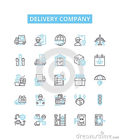 Delivery company vector line icons set. Delivery, Company, Courier, Shipping, Logistics, Trucking, Parcel illustration Vector Illustration