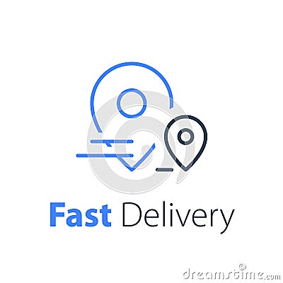 Fast truck delivery, distribution services, logistics solution, transportation company Vector Illustration