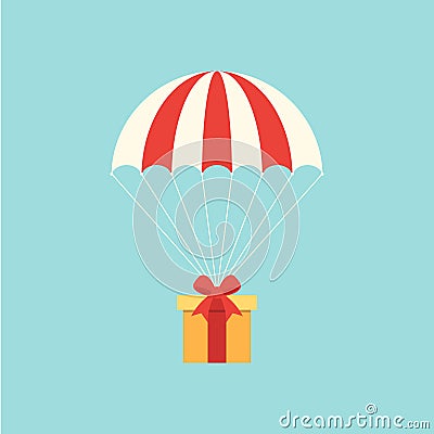 Delivery concept with parachute flat design Vector Illustration