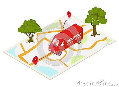 Delivery concept with truck Vector Illustration