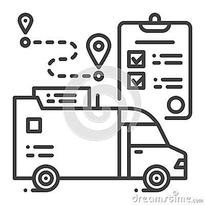 Delivery document black line icon. Freight transport sign. Express shipping. Sign for web page, app. UI UX GUI design element. Stock Photo