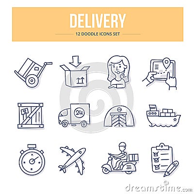 Delivery Doodle Icons Vector Illustration