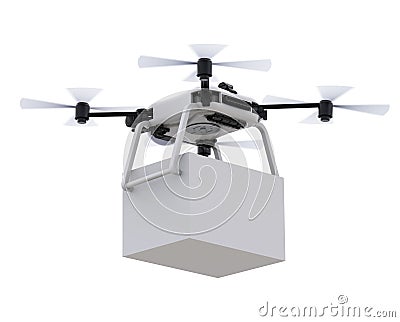 Delivery drone with box Stock Photo