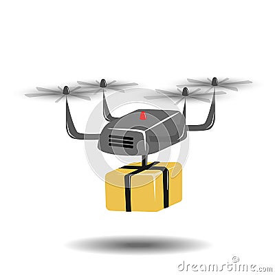 Delivery drone with the package Vector Illustration