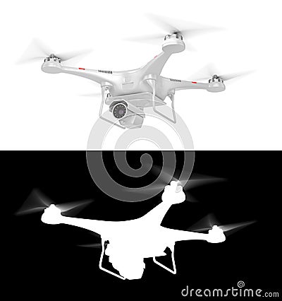 Delivery. Flying drone with alpha channel. 3d illustration Cartoon Illustration