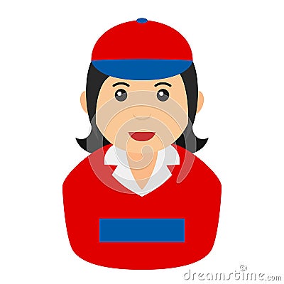 Delivery Girl Avatar Flat Icon on White Vector Illustration