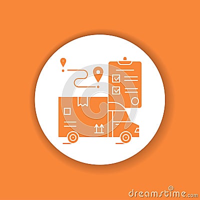 Delivery glyph icon. Freight transport and checklist sign. Express shipping. Worldwide logistics. Sign for web page, app Vector Illustration