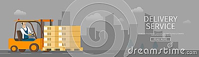 Delivery Human-driven Forklift Car with Package Vector Illustration