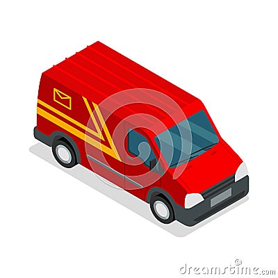 Delivery isometric 3d van car truck cargo Vector Illustration