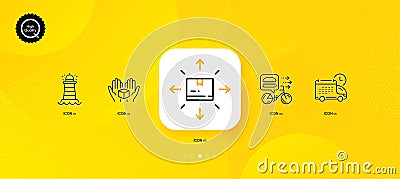 Delivery, Lighthouse and Hold box minimal line icons. For web application, printing. Vector Vector Illustration