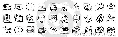 Delivery line icons. Return package, logistic service and delivery date set. App line icons. Vector Stock Photo