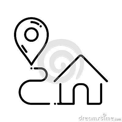 Delivery location icon vector. Road path like thin line map geolocation Vector Illustration