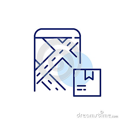 Delivery location tracking using smartphone app. Pixel perfect, editable stroke Vector Illustration