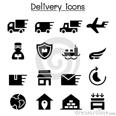 Delivery & Logistic icon set Cartoon Illustration