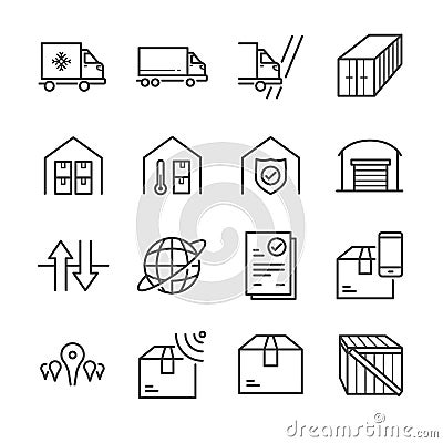 Delivery and logistics line icon set 3 Vector Illustration