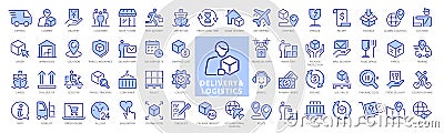 Delivery & logistics line icons set. Shipping Industry elements outline icons collection. Vector Illustration