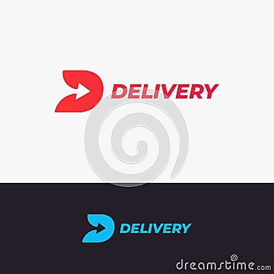 Delivery logo design. Letter D with arrow Vector Illustration