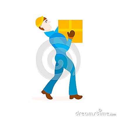 Delivery man with cardboard box Vector Illustration