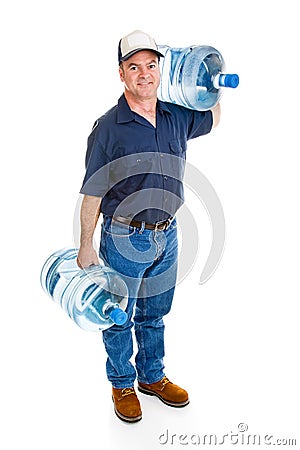 Delivery Man Carrying Water Stock Photo