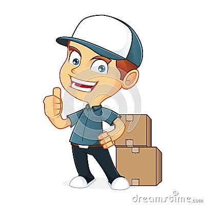 Delivery Man giving thumb up Vector Illustration