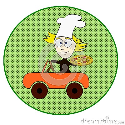 Delivery man riding a car. Vector illustration Vector Illustration