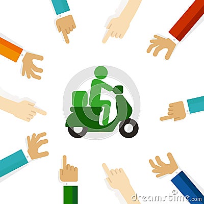Delivery man scooter motorcycle vehicle fast transportation Vector Illustration