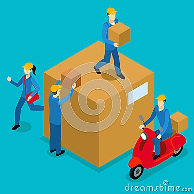 Delivery Men Isometric Composition Vector Illustration