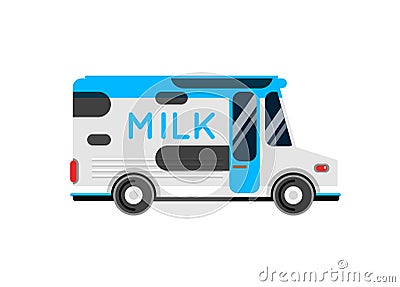 Delivery milk truck vector illustration. Vector Illustration