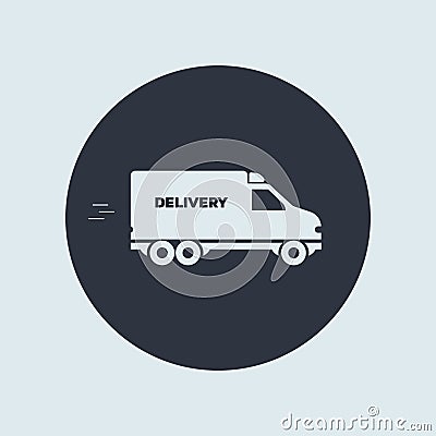 Delivery minivan icon. vector simple symbol in flat round style Vector Illustration