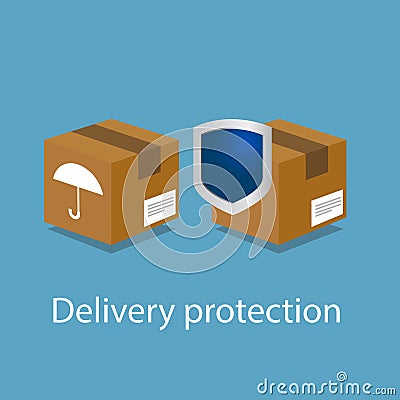 Delivery package shipping protection insurance Vector Illustration