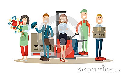 Delivery people concept vector illustration in flat style Vector Illustration