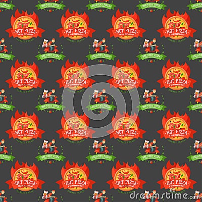 Delivery pizza seamless pattern vector illustration. Vector Illustration