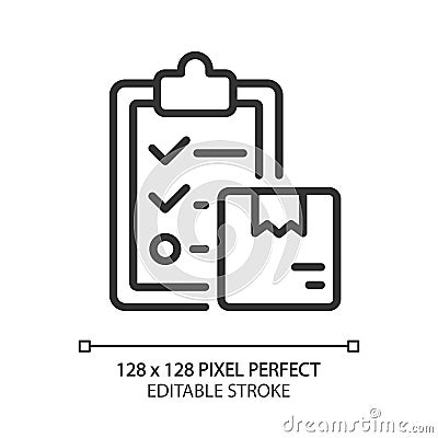 Delivery plan pixel perfect linear icon Vector Illustration