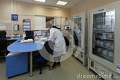 Delivery point of the blood bank Editorial Stock Photo